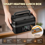 Portable 1L Cordless Electric Heated Lunch Box 16000mAh 60W 304 Stainless Steel Black& Gray V201-ELB6080BGY8AU