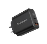 Simplecom CU265 Dual Port PD 65W GaN Fast Wall Charger USB-C USB-A for Phone Laptop V1202-V2-MPSI-CU265