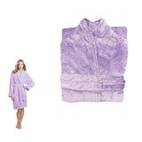190GSM Ultra Soft Plush Fleece Bath Robe Lilac M V442-BZO-BATHROBE-PLUSH-LILAC-M