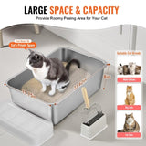 Cat Litter Box, 203 mm Deep, XL Extra Large Stainless Steel Cat Litter Box with Scoop, Wide V952-KFSMSPCBXG3JORQ03V0