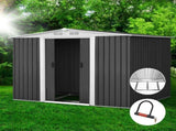 Giantz Garden Shed 2.58x2.07M w/Metal Base Sheds Outdoor Storage Double Door Tool SHED-GAB-6X8-BASE-ABCD