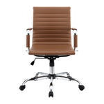 Artiss Office Chair Conference Chairs PU Leather Mid Back Brown OCHAIR-H-8147-BR