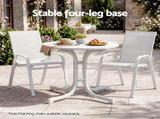 Gardeon Outdoor Side Table 80cm Folding Steel Round Bistro Desk Cafe Patio Furniture White ODF-TB-STFD-WH