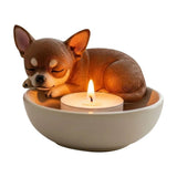 Adorable Dog Tea Light Holder - Hand Painted Resin Candle Holders for Pet Lovers - Cute Dachshund, V1366-AZ2-W-16571