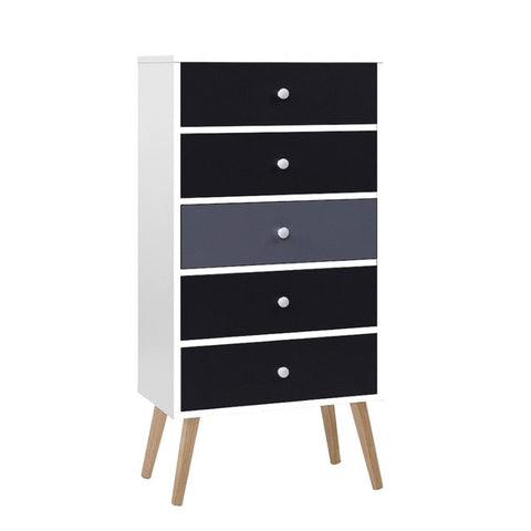 Artiss 5 Chest of Drawers - BONDS White FURNI-E-SCAN-TBOY01-WHBK