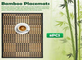 8 Pack Bamboo Placemats, Heat Resistant Anti Slip Washable Table Mats, Natural Black Brown V1188-MS-721-155
