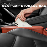Car Seat Pockets PU Leather Car Console Side Organizer Seat Catcher Holders Compatible with Phone V1192-AZ-W-0631