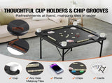 Mahjong Table, Square 4 Player Folding Card Table with 4 Cup Holders & 4 Chip Trays, Portable Domino V952-SDMJZHSDMNGP0C7TXV0