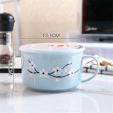 Ceramic Soup Bowls with Handle & Vented Lid, Sealed Soup Bowl,Soup Mugs Noodle Bowl with Lid for V1366-AZ2-W-23904
