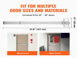 Push Door Locks, Stainless Steel Panics for Exit Doors, with Exterior Lever and 3 Keys, Push V952-FZL31YCBXG0013KC1V0