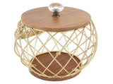 Coffee Capsule Holder Fruit Shaped Stylish Coffee Pod Storage with Wooden Base Lid Home Decor Gold V1294-YM0901-3118240263311