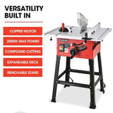 Baumr-AG 2000W 254mm Corded Table Saw with Stand, Extendable, Laser Guide V219-TBLSAWBRMAX60