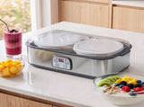 Devanti Greek Yoghurt Maker Machine 2x960ml Large Tubs Temp Control Grey YMK-2X32OZ-GR