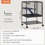VEVOR 34" Metal Small Animal Cage 2-Tier Rolling Ferret Cage with Tray A Ramp V952-JSXDLJS24173EGCSNV0