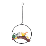 Hanging Birds Statue with Iron Ring Resin Hanging Birds Figurine Garden Ornament Outdoor Decor for V1294-YM0901-3115250097012