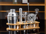 10PCS Home Bartending Kit Stainless Steel with Bamboo Tray Cocktail Mixing Tool Set for DIY Novice V1294-YM0512-3118220298911