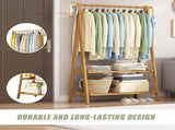 Portable Clothes Rack Coat Garment Stand Bamboo Rail Hanger Airer Closet V63-838121