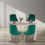 Grey Rectangular Dining Table with 4x Green Velvet Chairs V264-DNT-409C-LGR-DNC-414V-GRN-4