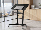 Artiss Mobile Lectern Stand, Adjustable Sit-to-Stand Presentation Podium w/ Wheels Black LPS-HY04-125-BK