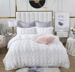 Ruffles Textured Jacquard Queen Size white Duvet Quilt Cover Set V493-JH-01-Q