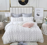 Ruffles Textured Jacquard Queen Size white Duvet Quilt Cover Set V493-JH-01-Q