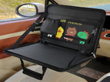 Black Foldable Car Back Seat Organizer Tray - PU Leather Travel Desk with Tablet Holder V888-ELOSUNG27008