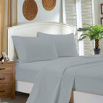 1000TC King Size Bed Soft Flat & Fitted Sheet Set Silver V493-AKS-16