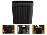 Imitation Rattan Woven Garbage Bin Black Lidless Pressure Ring for Home V1192-AZ-W-32925