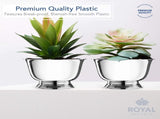 8" Decorative Plastic Planter Pedestal Bowl- Flower Pot Cover, Footed Succulent Dish for Wedding, V1258-DP02-C-401
