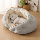 Semi-Enclosed Pet Bed with Plush Comfort and Anti-Slip Base Ideal for Cats and Small to Medium V1341-ZY-R2BJ25BQ-L-GREY
