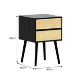 Sarantino Ivan Bedside Table Night Stand - Black Natural TBL-707-5TZ-BKN