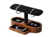 Solid Wood Watch Stand with Drawer T-bar Watch Holder Organizer for Men and Women Showcase Bracelet V1192-AZ-W-3180