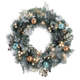 Jingle Jollys 60cm Christmas Wreath with LED Lights Snowy Garland Xmas Decor XM-TR-WRE-2FT-FROST-LED