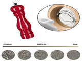 Wooden Pepper Mill Salt and Pepper Shaker with Adjustable Ceramic Rotor 2pcs Red V1188-TSFD-6710-1
