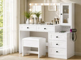 Levede Dressing Table Vanity Desk with LED Mirror 5 Drawers Charging White VM1037-AU