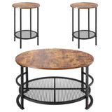3 Pieces Round Coffee Table Set 80 cm with 2 End Tables for Living Room V952-KTZZTZTMYZWPM7ELZ001V0
