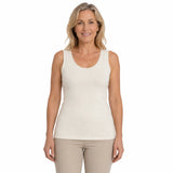 Thermo Fleece Womens Merino Wool Blend Thermals Scoop Neck Tank Top w/ Lace- Natural V563-TF-LWBTANKTOP-NAT-L