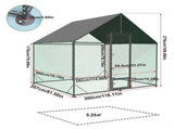 Heavy Duty Large Black Metal Walk-In Chicken Run Coop with Cover, 276x207x300cm V178-59375