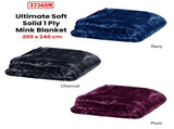 375gsm 1 Ply Solid Faux Mink Blanket Queen 200x240 cm Charcoal V442-BZO-BLANKET-375SOLID-CHARCOAL-QS