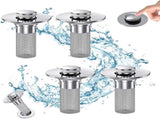 Bathroom Sink Drain Stopper - Pop Up Drain Plug with 4 Replacement Filters Basket, Removable V1189-LWWAL-20260325-00100
