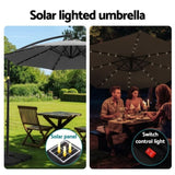 Instahut Outdoor Umbrella 3M Cantilever Beach LED Base Garden Sun Patio Charcoal UMB-BAN-LED-50N-CO