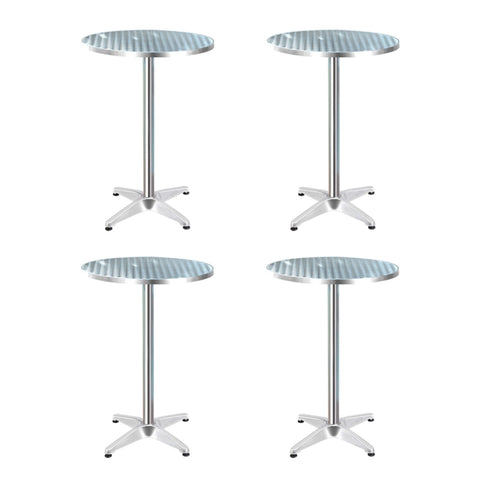 Gardeon Set of 4 Outdoor Bar Table Aluminium Round 70/110CM FF-TABLE-AL60-70110X4