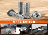 10pc Button Head Socket Cap Screws Bolts, Stainless Steel , Full Thread, Bright Finish,Bright Finish V1369-AZ3-W-05633