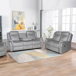 3-2 Seater Finest Grey Fabric Recliner Sofa Sturdy Construction Metal Mechanism V43-SET-CARL-3-2-GR