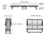 Rollaway Bed, 96.5 cm x 190 cm Folding Bed with 10 cm Mattress, Twin Size Foldable Bed with Sturdy V952-ZDC38YC4INCHYORRBV0