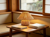 9" Rattan Portable Lamp, USB Rechargeable Cordless Wicker Desk Lamp with Dimmable LED, Boho Design V1366-AZ2-W-14217