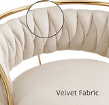SERENIT Golden Swivel Upholstered Velvet Adjustable Height Counter Stool with Metal Frame Ivory V255-SE-GP2312R-IVORY