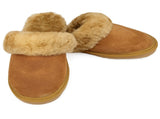Sheepskin Wool Womens Slippers Scuffs Slip On Winter Ugg Slippers in Chestnut V563-BR-SHEEPSCUFFS-CNTFR-5