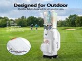 Everfit Golf Cart Bag Rolling Buggy Club Organiser Synthetic Leather White GOLF-B-BAG-CART-WH