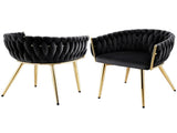 1 Set of 2 Artiss Dining Chairs Velvet Armchair Black UPHO-C-DIN-01-VEL-BKX2